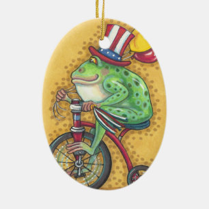 BULLFROG 4TH OF JULY ORNAMENT Oval