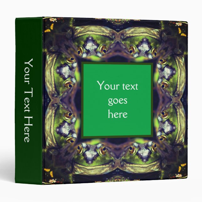 Bullfrog Face Abstract Nature Art Personalized 3 Ring Binder (Front/Spine)