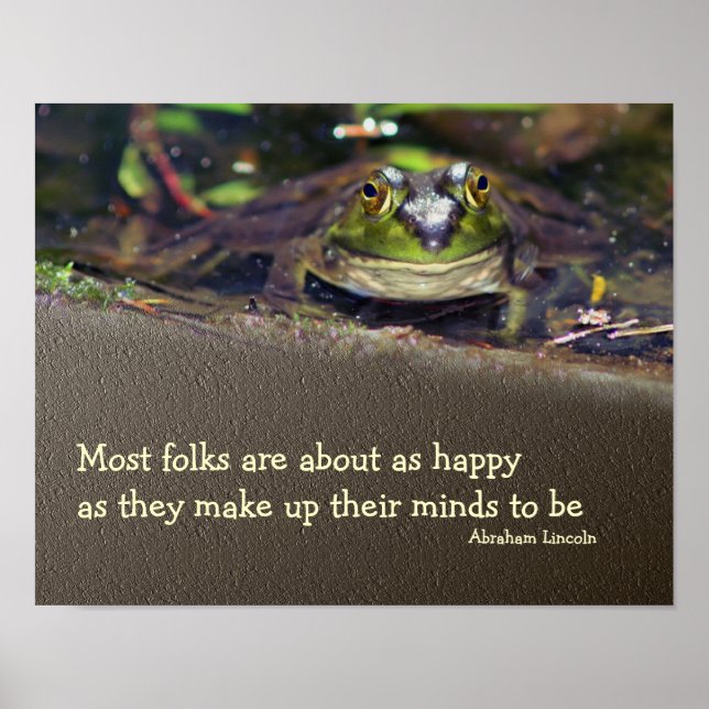 Bullfrog Happiness Inspirational Quote  Poster (Front)