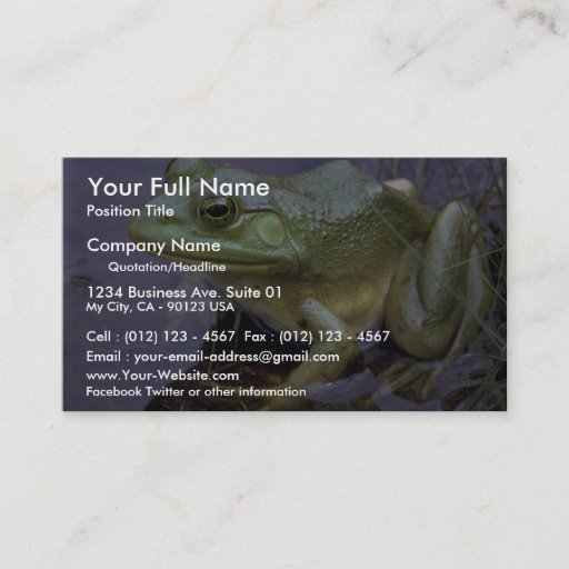 Customizable Bullfrog, Lake St. Peter, Ontario, Canada Business Cards