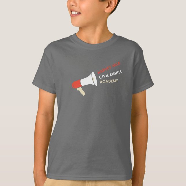 Bullhorn on kids basic grey shirt (Front)