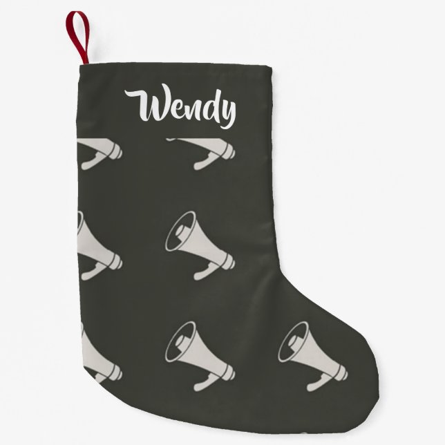 Bullhorn pattern on gray  small christmas stocking (Front)