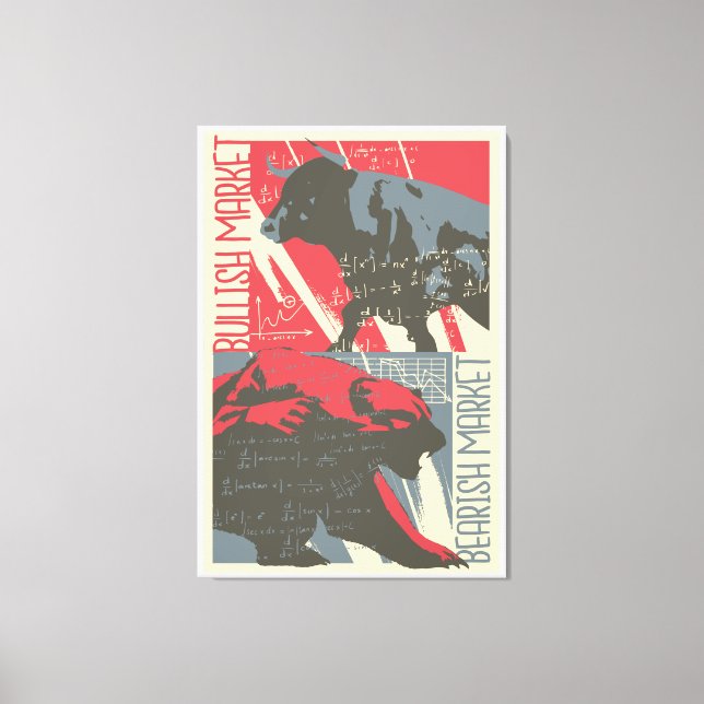 Bullish Bearish Stock Market Canvas Wall Art (Front)