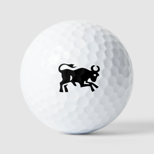 Bullish Black bull cattle bovine aggressive sharp Golf Balls
