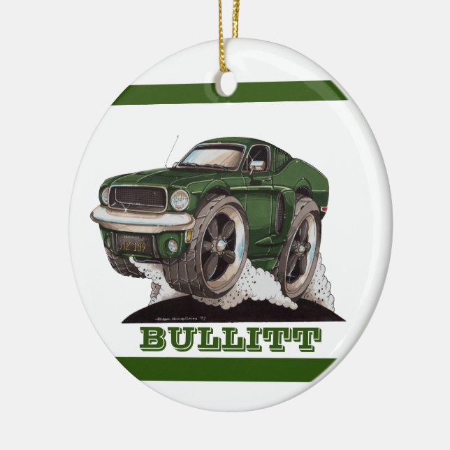 Bullitt Green Mustang Classic Movie Cartoon Car Ceramic Ornament (Left)