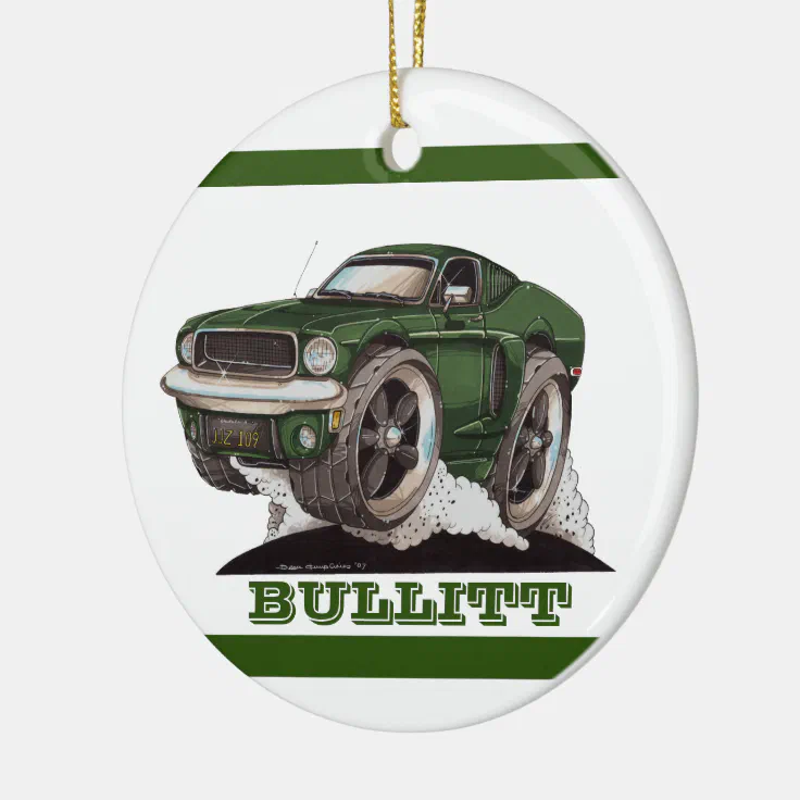 Bullitt Green Mustang Classic Movie Cartoon Car Ceramic Ornament | Zazzle