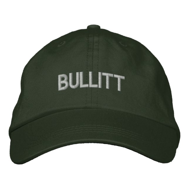 bullitt in green embroidered baseball cap (Front)
