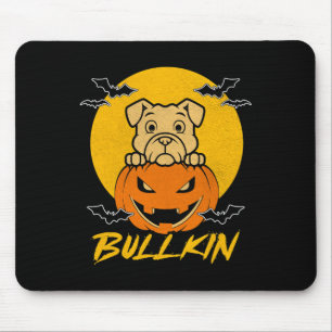 Bullkin Halloween Funny Bulldog Halloween Pumpkin  Mouse Pad