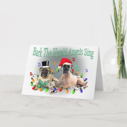 Bullmastiff Bark The Herald Angels Sing Cards