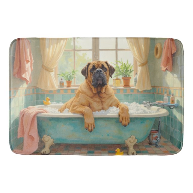 Bullmastiff Bath Time Calm Bathroom Decor Mat (Front)