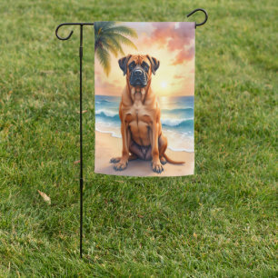 Bullmastiff Beach Sunset Garden Flag