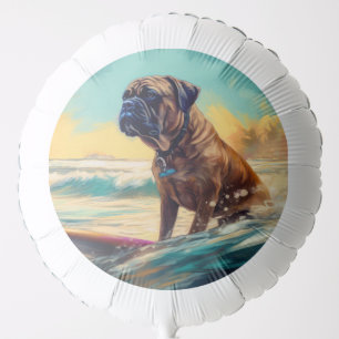 Bullmastiff Beach Surfing Painting  Balloon