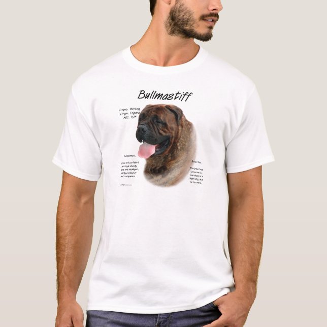 Bullmastiff (brindle) History Design T-Shirt (Front)