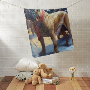 Bullmastiff Christmas Festive Season  Baby Blanket