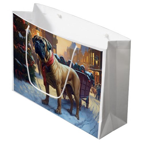 Bullmastiff Christmas Festive Season  Large Gift Bag