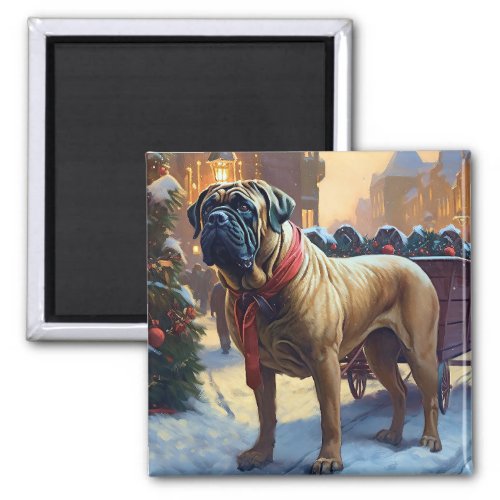 Bullmastiff Christmas Festive Season  Magnet