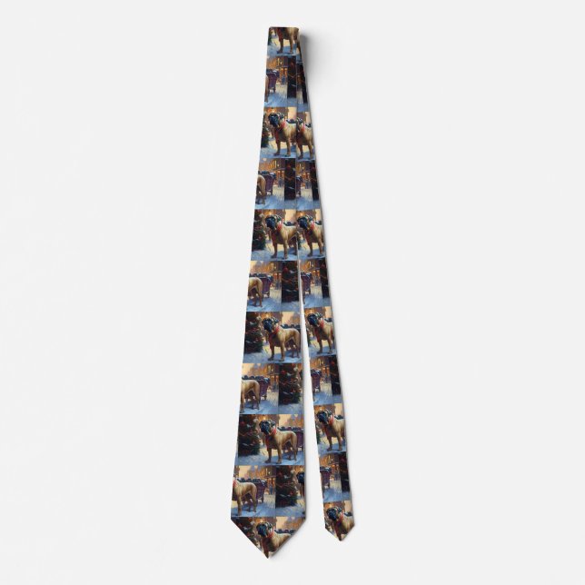 Bullmastiff Christmas Festive Season  Neck Tie (Front)