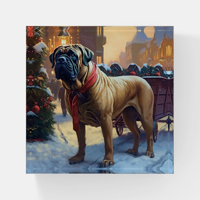Bullmastiff Christmas Festive Season  Paperweight (Front)