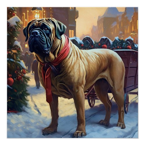 Bullmastiff Christmas Festive Season  Poster