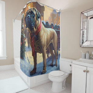 Bullmastiff Christmas Festive Season Shower Curtain