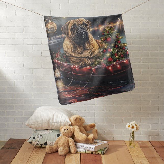 Bullmastiff Christmas Festive Voyage Baby Blanket (In Situ)
