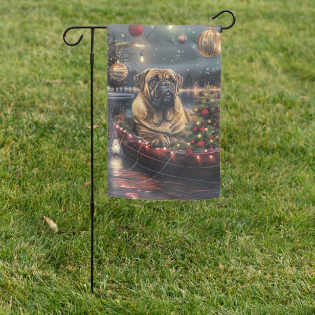 Bullmastiff Christmas Festive Voyage Garden Flag (In SItu)