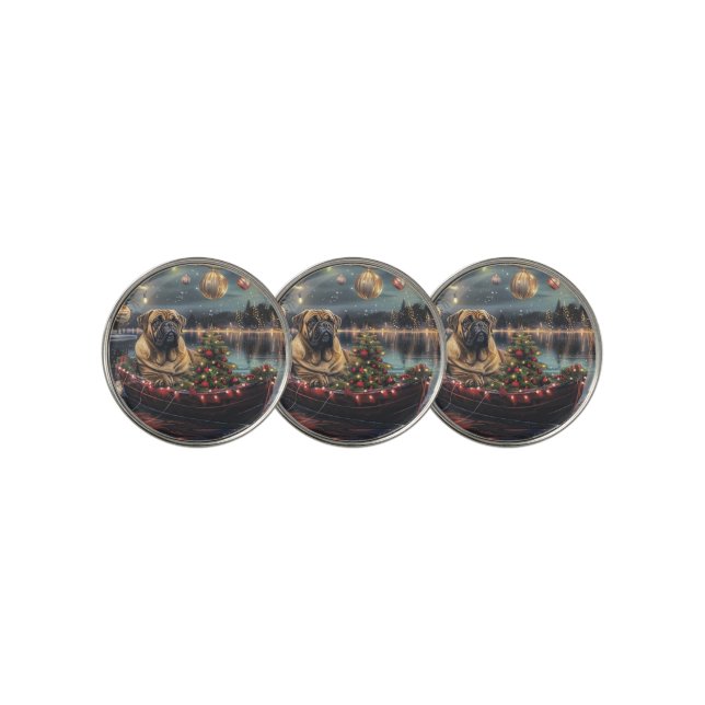 Bullmastiff Christmas Festive Voyage Golf Ball Marker (3 Up)