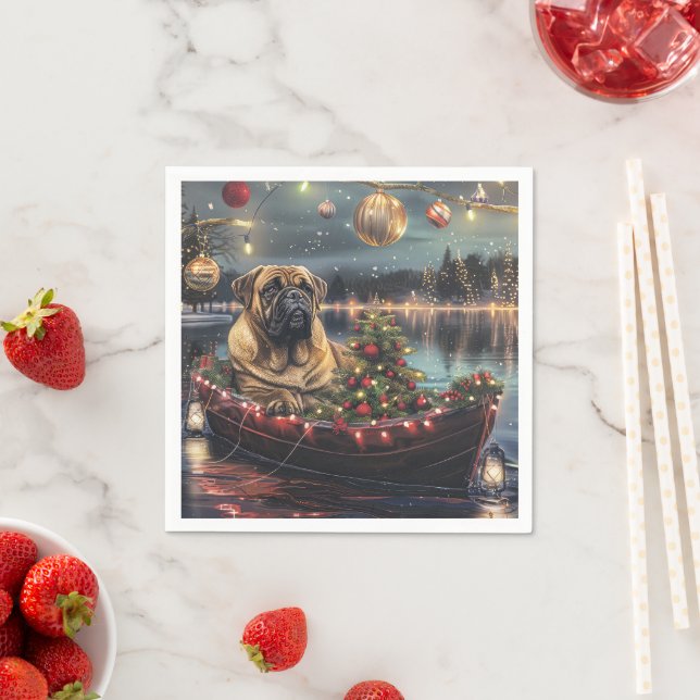 Bullmastiff Christmas Festive Voyage Napkins (Insitu)