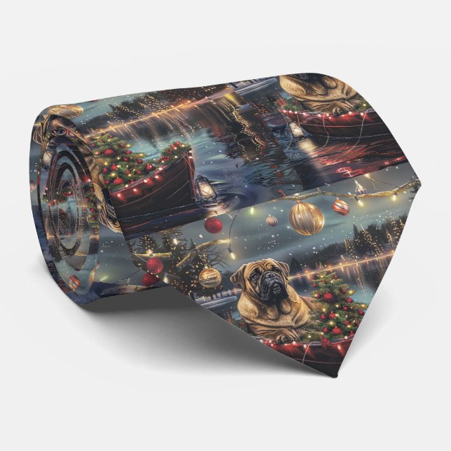 Bullmastiff Christmas Festive Voyage Neck Tie (Rolled)