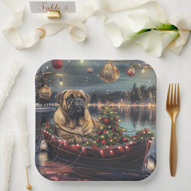 Bullmastiff Christmas Festive Voyage Paper Plates (Wedding)