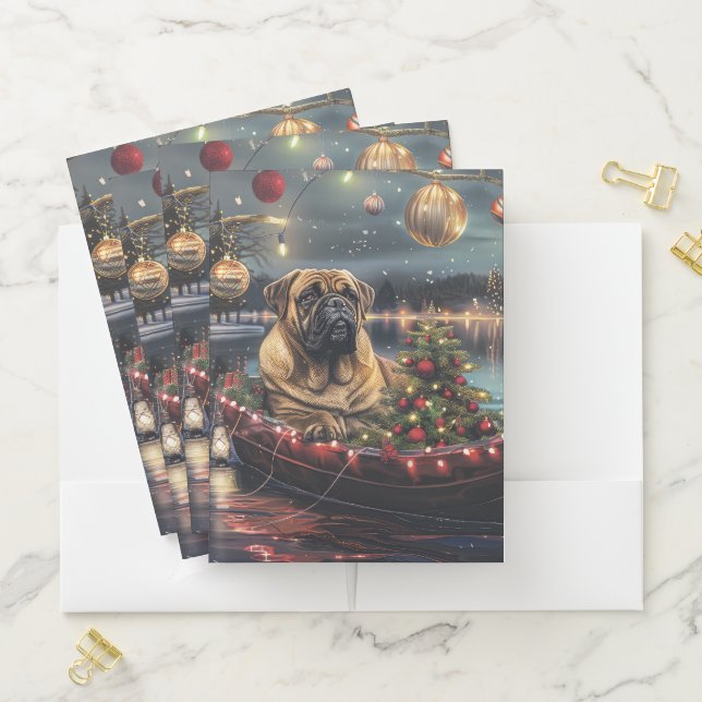 Bullmastiff Christmas Festive Voyage Pocket Folder (In Situ)