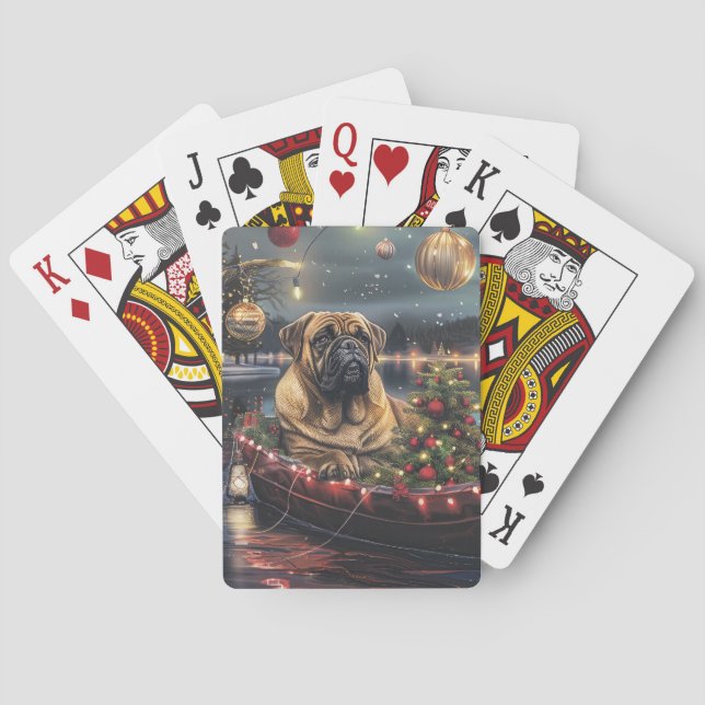 Bullmastiff Christmas Festive Voyage Poker Cards (Back)