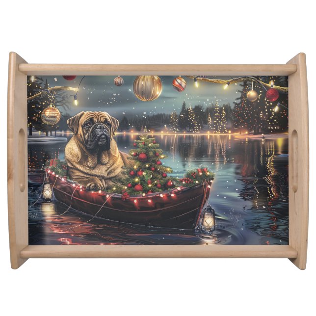 Bullmastiff Christmas Festive Voyage Serving Tray (Front)