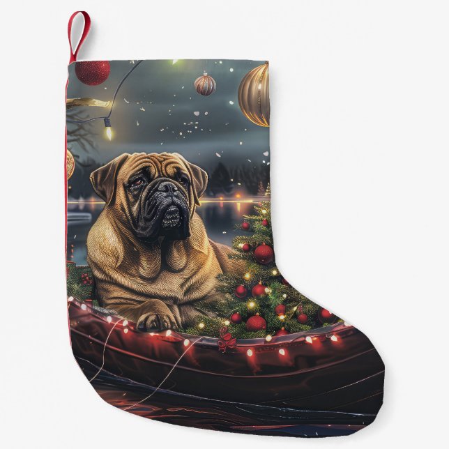 Bullmastiff Christmas Festive Voyage Small Christmas Stocking (Front)