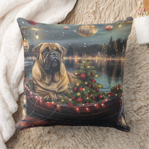 Bullmastiff Christmas Festive Voyage Throw Pillow