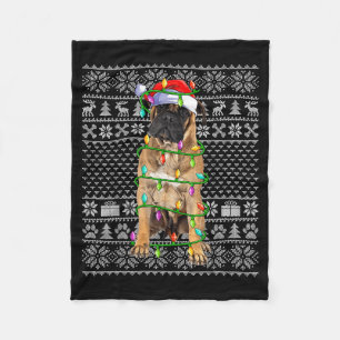 Bullmastiff Christmas Lights Ugly Sweater Funny Pe Fleece Blanket