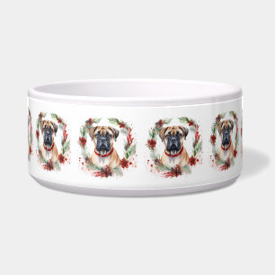 Bullmastiff Christmas Wreath Festive Pup  Bowl