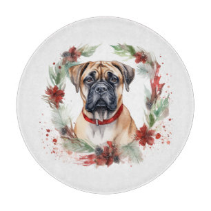 Bullmastiff Christmas Wreath Festive Pup Cutting Board