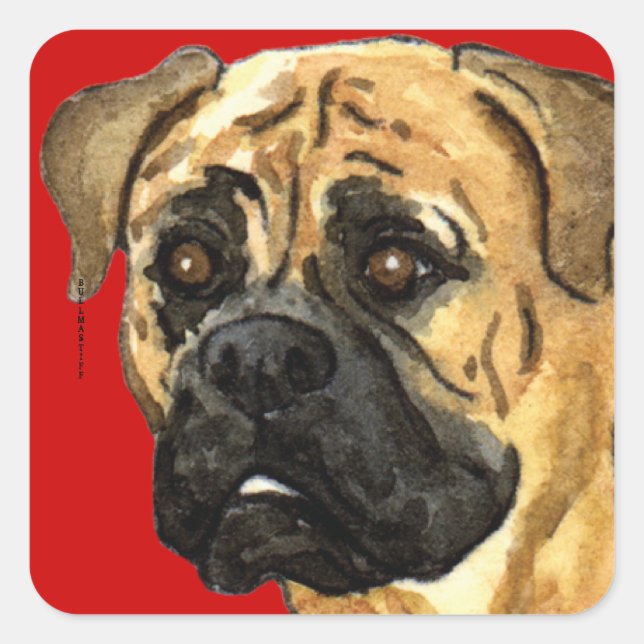Bullmastiff Color Block Square Sticker (Front)