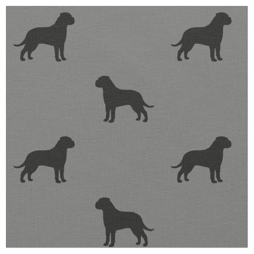 Bullmastiff Dog Breed Silhouettes Pattern Fabric