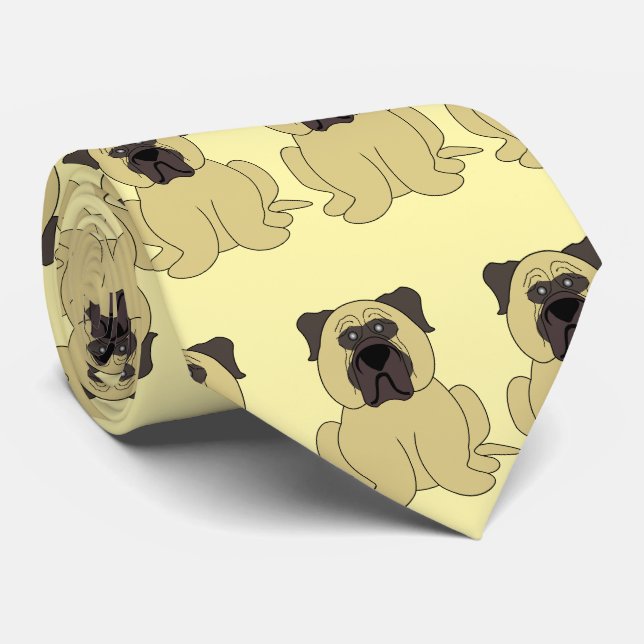 Bullmastiff Dog Design Neck Tie (Rolled)
