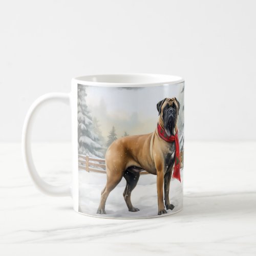 Bullmastiff Dog in Snow Christmas Coffee Mug