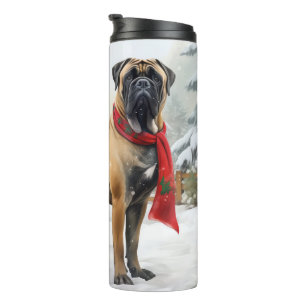 Bullmastiff Dog in Snow Christmas Thermal Tumbler