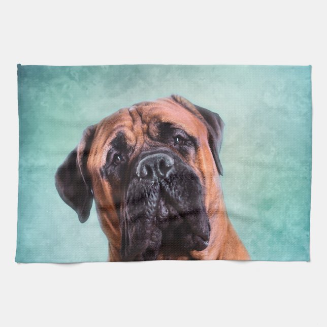 Bullmastiff dog kitchen towel (Horizontal)