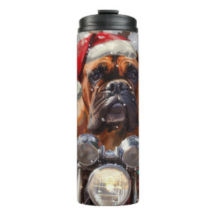 Bullmastiff Dog Riding Motorcycle Christmas Thermal Tumbler
