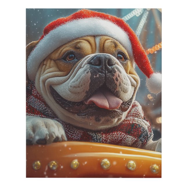 Bullmastiff Dog Roller Coaster Christmas  Faux Canvas Print (Front)