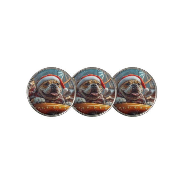 Bullmastiff Dog Roller Coaster Christmas  Golf Ball Marker (3 Up)