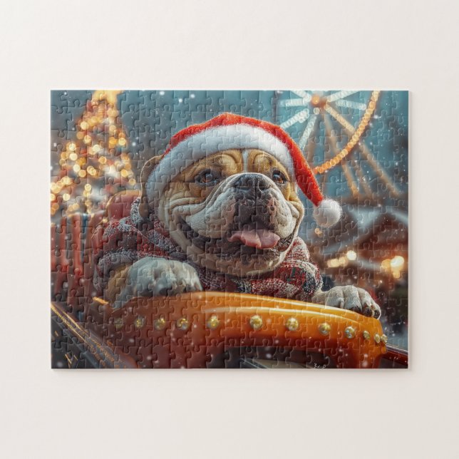 Bullmastiff Dog Roller Coaster Christmas  Jigsaw Puzzle (Horizontal)