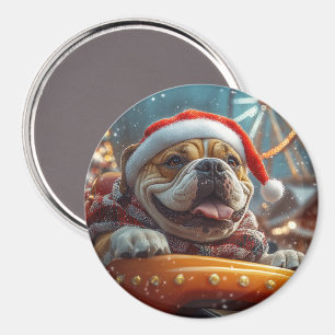 Bullmastiff Dog Roller Coaster Christmas  Magnet