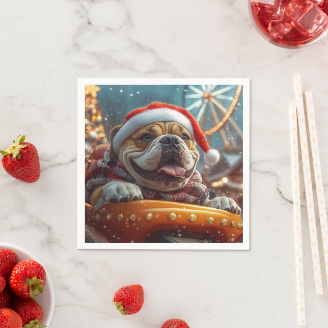 Bullmastiff Dog Roller Coaster Christmas  Napkins (Insitu)